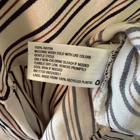 A New Day Cream Sleeveless Dress Rust Red / Brown Blue Stripes Size XXL - Picture 5 of 7